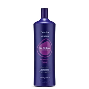 Fanola Wonder No Yellow Extra Care Shampoo, Shampoo Tonalizzante Antigiallo per Capelli Biondi, Decolorati e Bianchi, Formula Vegana con Olio di Marula e Dragon Fruit, 1000 ml