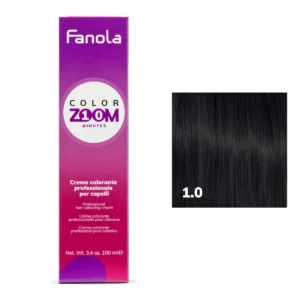 CREMA COLORE PER CAPELLI 100 ML COLORZOOM 10 MINUTI 1.0 NERO-FANOLA